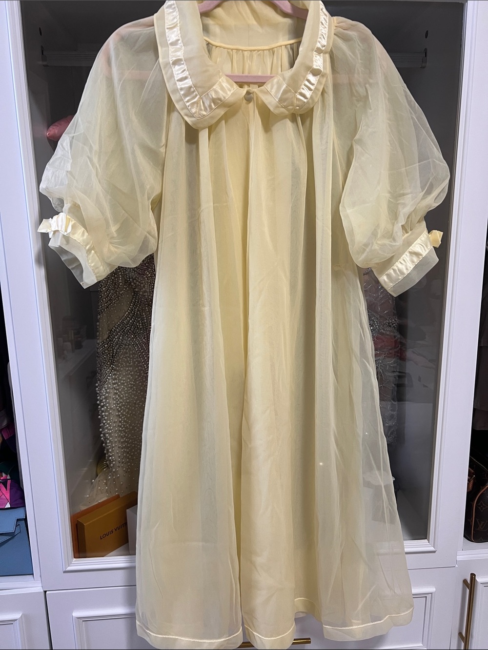 Sheer Yellow Vintage-Inspired Nightgown